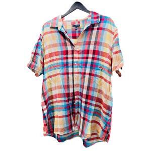 Men’s Club Room Shirt Performance Summer Size 2XL Plaid Multicolor Regular Fit